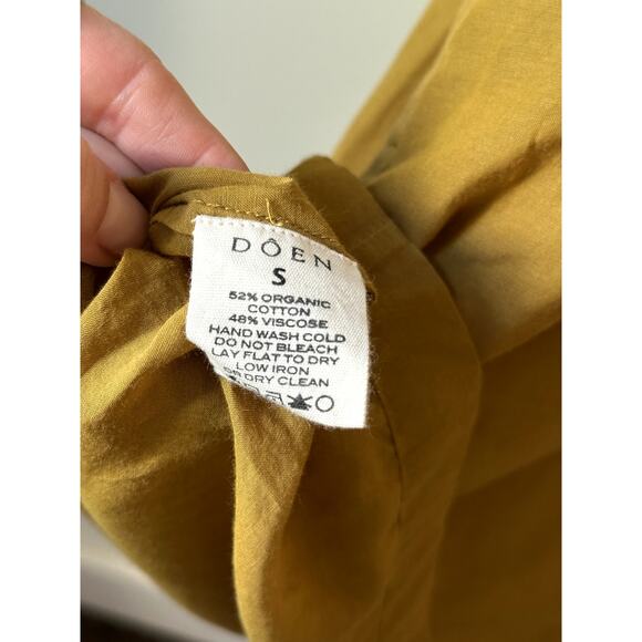 Dôen "The Jane" Mustard Button-Front Blouse, Size Small - Picture 4 of 5
